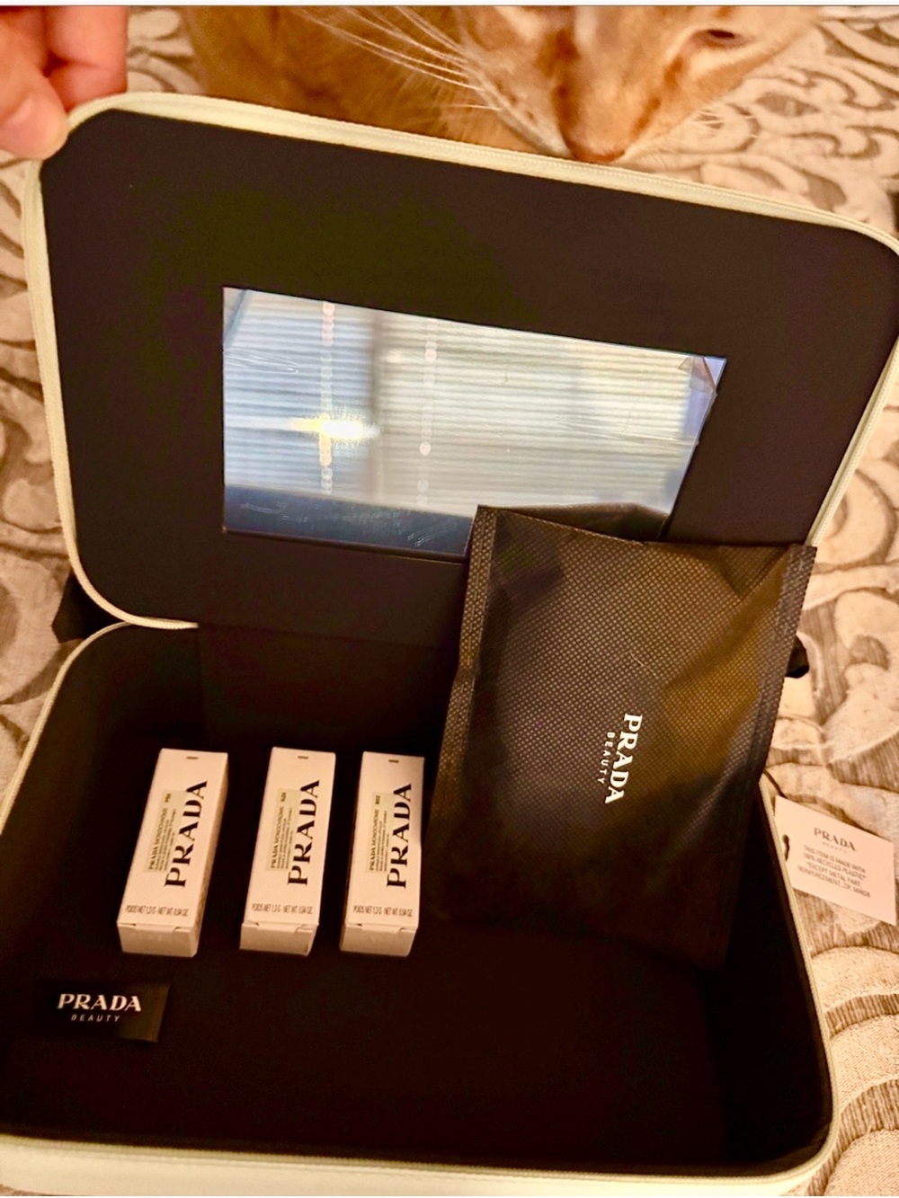 Prada Cosmetic Case in Black with Light Green Trim